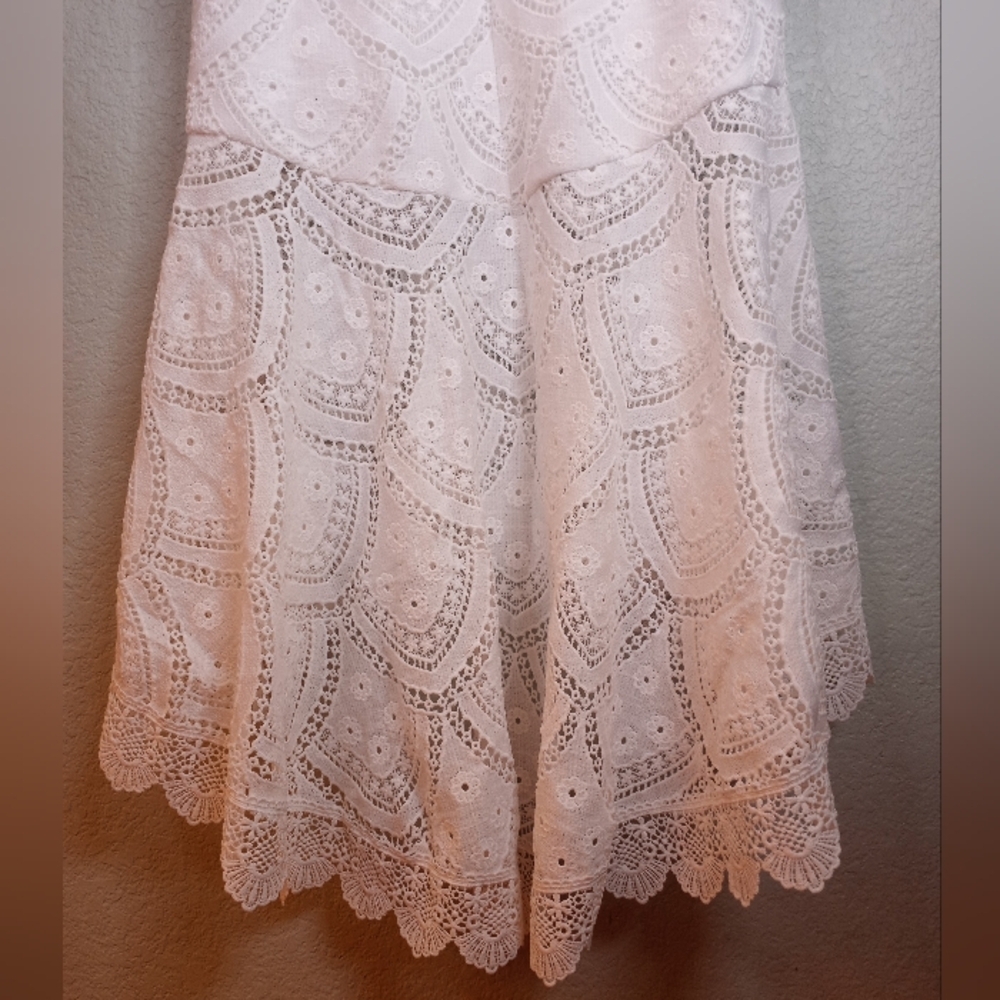 Anthropologie Lace Tiered Mermaid Bohemian Coquette Girl Coastal Cowgirl Dress S - Picture 8 of 12